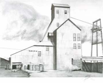 Print of a drawing of Champion #4 shafthouse. 
