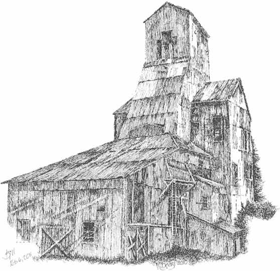 Drawing of Champion #4 Shaft House By William Beery. 